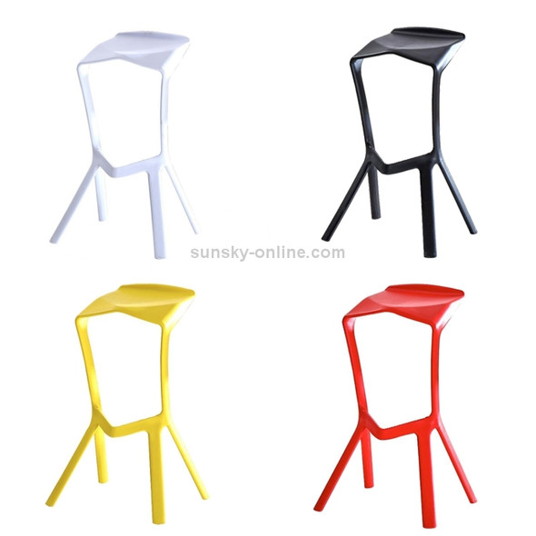 Simple Personality High Bar Stool Plastic Bar Chair Cafe Nordic Geometry Chair(Yellow)