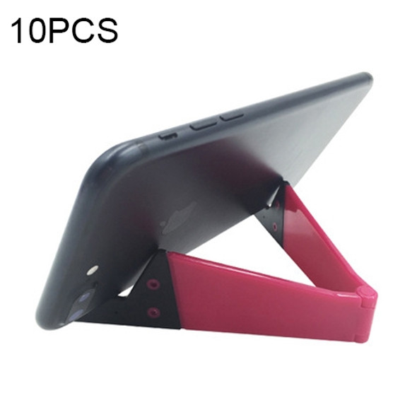 10 PCS V Shape Universal Mobile Phone Tablet Bracket Holder (Rose Red)
