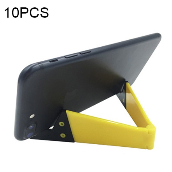 10 PCS V Shape Universal Mobile Phone Tablet Bracket Holder (Yellow)