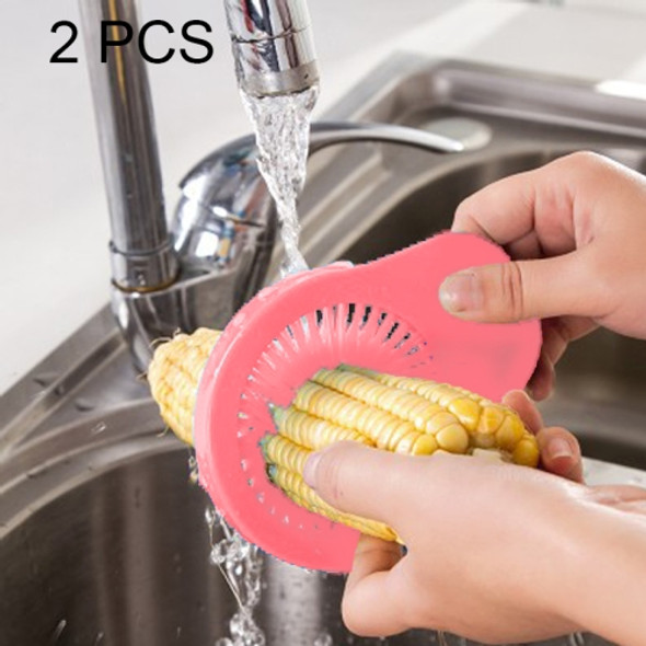 2 PCS Creative Kitchen Utensils Multi-Functional Portable Corn Brush Slit to Brush, Random Color Delivery(Pink)