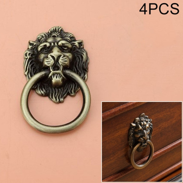 4 PCS Classical Single Hole Lion Head Wardrobe Medicine Cabinet Handle(Bronze)