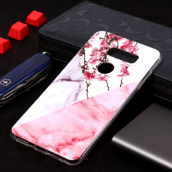 Marble Pattern Soft TPU Case For V35 ThinQ(Plum Blossom)