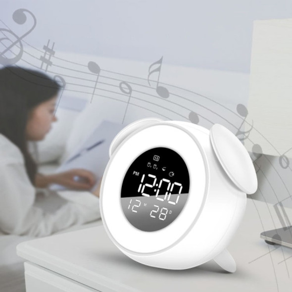 Cartoon Animal Shape Bedside Lamp Music LED Alarm Clock(White)