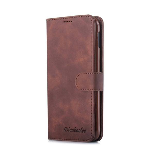For Galaxy S10e Diaobaolee Pure Fresh Texture Horizontal Flip Leather Case, with Holder & Card Slot & Wallet & Photo Frame(Brown)