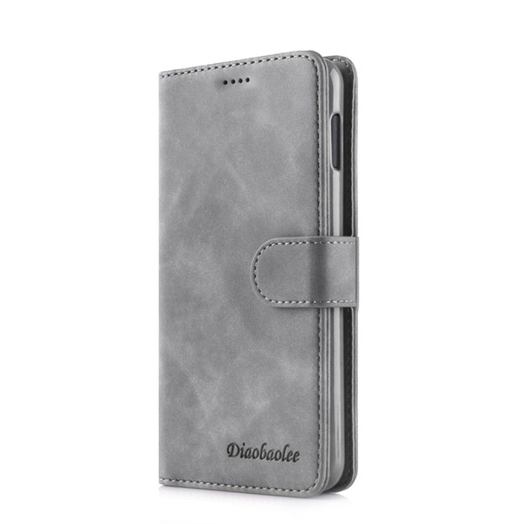 For Galaxy S10e Diaobaolee Pure Fresh Texture Horizontal Flip Leather Case, with Holder & Card Slot & Wallet & Photo Frame(Grey)