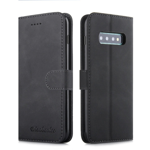 For Galaxy S10+ Diaobaolee Pure Fresh Texture Horizontal Flip Leather Case, with Holder & Card Slot & Wallet & Photo Frame(Black)