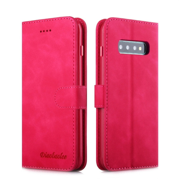 For Galaxy S10+ Diaobaolee Pure Fresh Texture Horizontal Flip Leather Case, with Holder & Card Slot & Wallet & Photo Frame(Red)