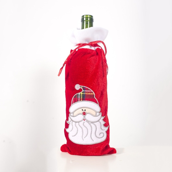 2 PCS Christmas Flannel Champagne Wine Bag Decoration Supplies(Old Man )