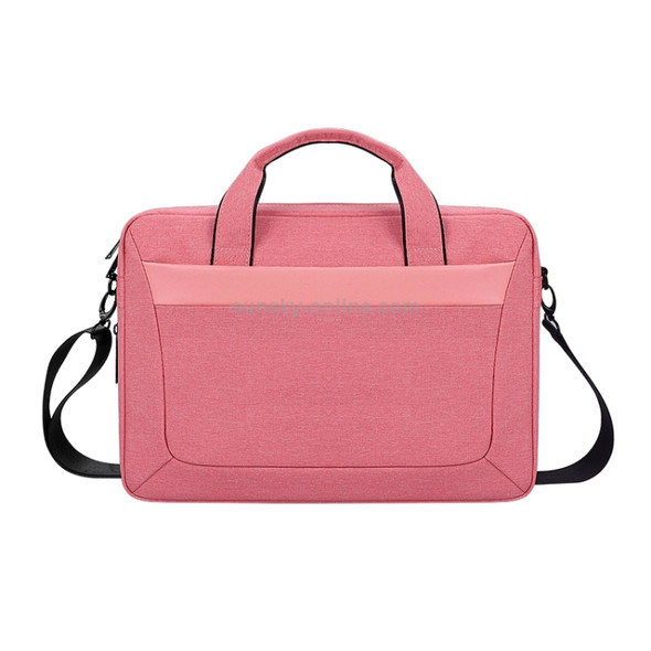 DJ06 Oxford Cloth Waterproof Wear-resistant Portable Expandable Laptop Bag for 14.1 inch Laptops, with Detachable Shoulder Strap(Pink)