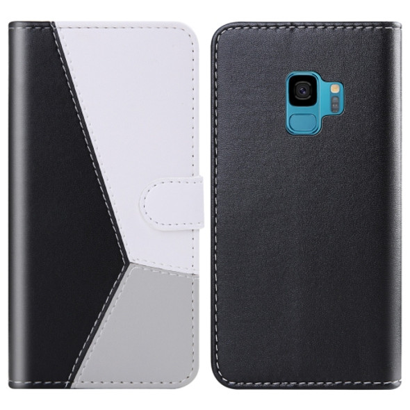 For Galaxy S9 Tricolor Stitching Horizontal Flip TPU + PU Leather Case with Holder & Card Slots & Wallet(Black)