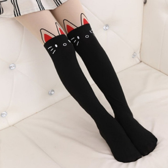 Children Dance Socks Velvet Cartoon Pantyhose, Size:M(Black Red Eared Cat)