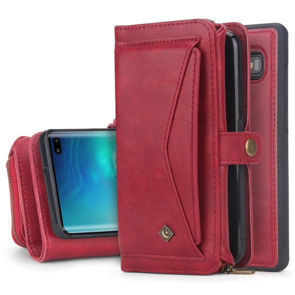 For Galaxy S10+ POLA Multi-function TPU + PC Magnetic Horizontal Flip Leather Case with Holder & Card Slots & Wallet & Photo Frame(Red)