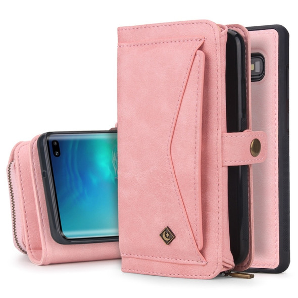 For Galaxy S10+ POLA Multi-function TPU + PC Magnetic Horizontal Flip Leather Case with Holder & Card Slots & Wallet & Photo Frame(Pink)