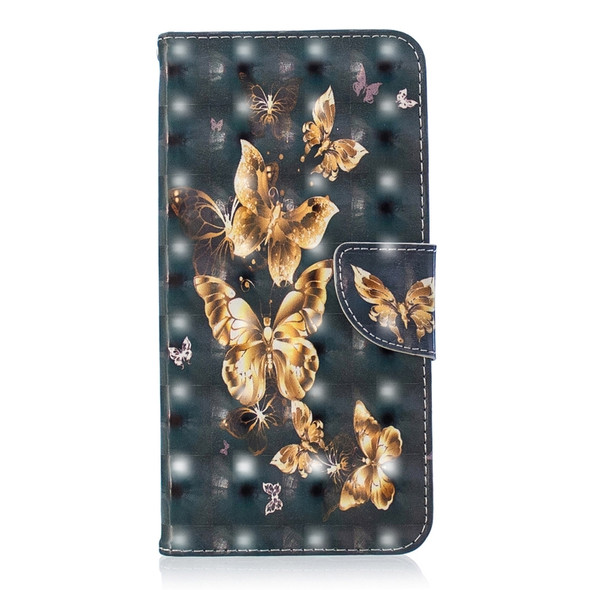 3D Colored Drawing Pattern Horizontal Flip Leather Case for Samsung Galaxy S10e, with Holder & Card Slots & Wallet(Black Background Butterfly)