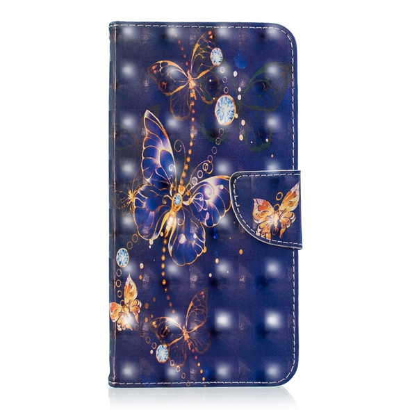 3D Colored Drawing Pattern Horizontal Flip Leather Case for Samsung Galaxy S10e, with Holder & Card Slots & Wallet(Purple Butterfly)