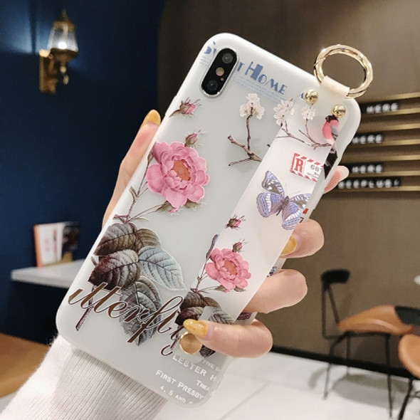 Flowers Pattern Wrist Strap Soft TPU Protective Case For Galaxy S10 Plus(Flowers Wrist strap model B)