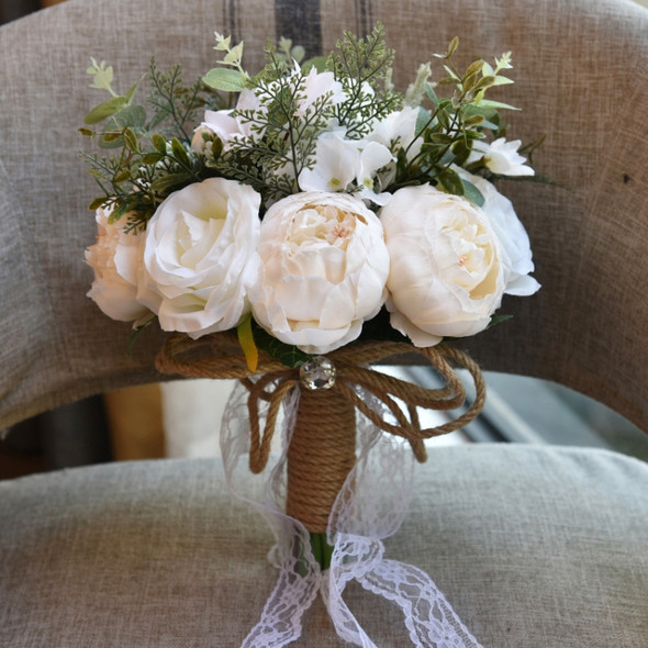 Romantic Simulation Bride Holding Flowers Wedding Accessories(Cream)