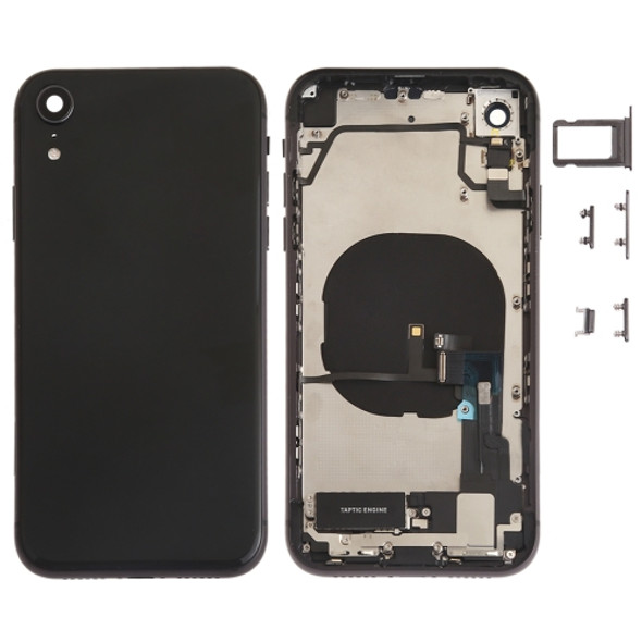 Battery Back Cover Assembly (with Side Keys & Loud Speaker & Motor & Camera Lens & Card Tray & Power Button + Volume Button + Charging Port + Signal Flex Cable & Wireless Charging Module) for iPhone XR(Black)