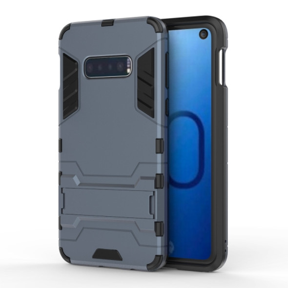 Shockproof PC + TPU Case for Galaxy S10e, with Holder(Navy Blue)