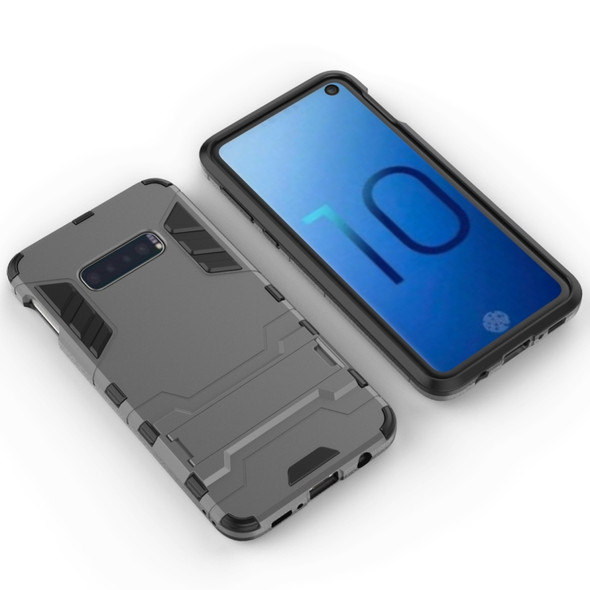 Shockproof PC + TPU Case for Galaxy S10e, with Holder(Navy Blue)