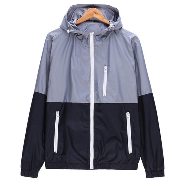 Trendy Unisex Sports Jackets Hooded Windbreaker Thin Sun-protective Sportswear Outwear, Size:XL(Gray)