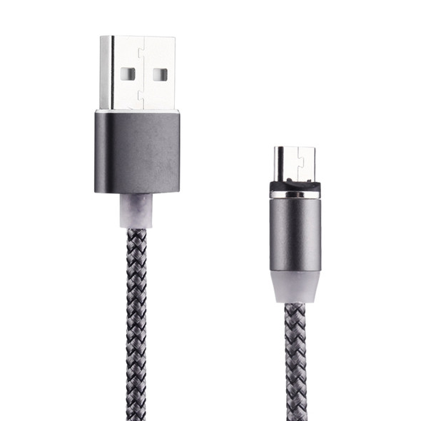 360 Degree Rotation 1m Weave Style Micro USB to USB 2.0 Strong Magnetic Charger Cable with LED Indicator, For Samsung, HTC, LG, Sony, Huawei, Lenovo, Xiaomi and other Smartphones(Grey)