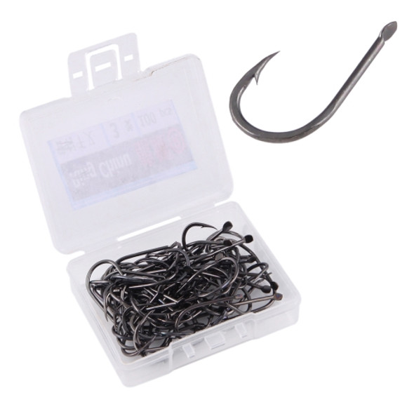 3# 100 PCS (Single Box) Carbon Steel Fish Barbed Hook Fishing Hooks without Hole