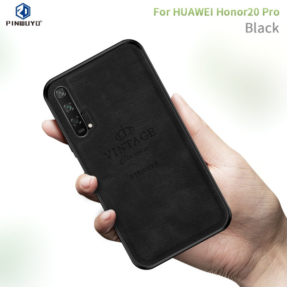 PINWUYO Shockproof Waterproof Full Coverage PC + TPU + Skin Protective Case  for Huawei Honor 20 Pro(Black)