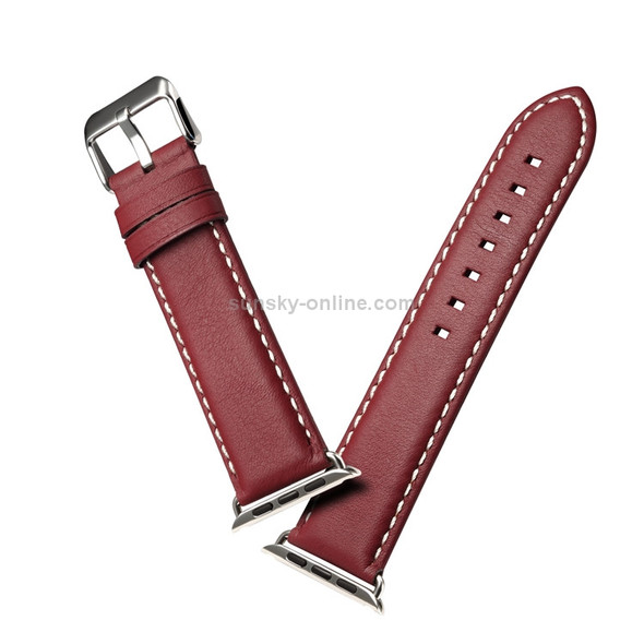 Denior Environmental Luxury Car Watch Leather Strap for Apple Watch Series 5 & 4 40mm / 3 & 2 & 1 38mm (Dark Red)