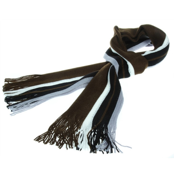 Fashion Wild Warm Wide Striped Scarf Tassel Wool Scarf for Men, Size:180 x 24cm(Coffee)