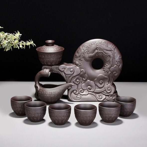 Redware Kungfu Tea Set Household Simple Tea Infuser(Dragon)
