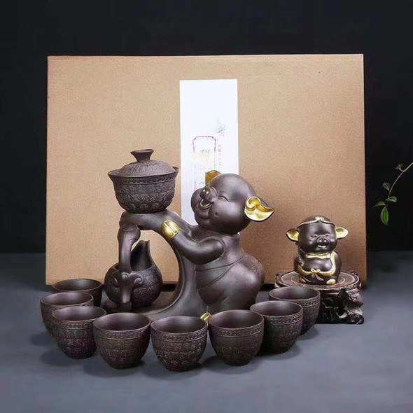 Redware Kungfu Tea Set Household Simple Tea Infuser(Golden Pig)
