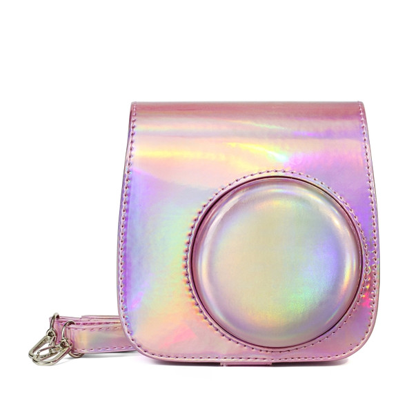 Aurora Oil Paint Full Body Camera PU Leather Case Bag with Strap for FUJIFILM instax mini 9 / mini 8+ / mini 8(Rose Gold)