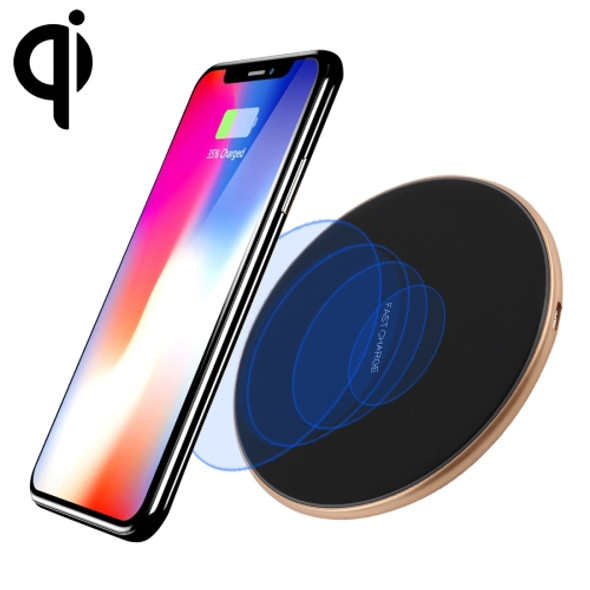 A-1 Round Shape Intelligent Qi Standard Wireless Charger, Support Fast Charging, For iPhone, Galaxy, Huawei, Xiaomi, LG, HTC and Other QI Standard Smart Phones(Black+Gold)