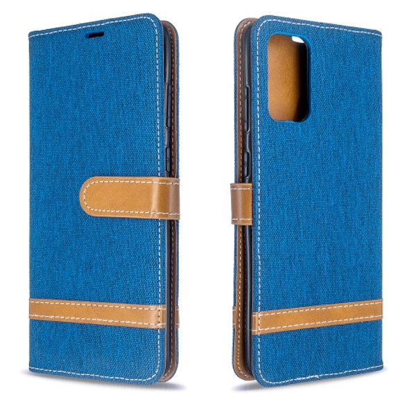 For Galaxy S20 Ultra Color Matching Denim Texture Horizontal Flip PU Leather Case with Holder & Card Slots & Wallet & Lanyard(Blue)