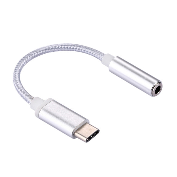 USB-C / Type-C Male to 3.5mm Female Weave Texture Audio Adapter, For Galaxy S8 & S8 + / LG G6 / Huawei P10 & P10 Plus / Oneplus 5 / Xiaomi Mi6 & Max 2 /and other Smartphones, Length: about 10cm(Silver)