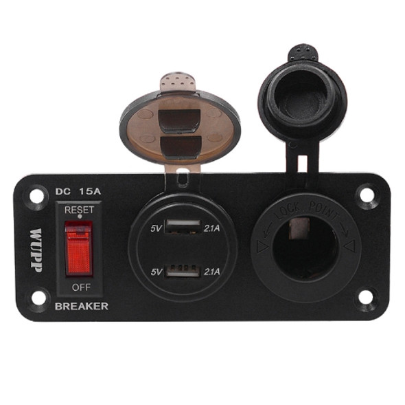 ZH-846A1 Multi-function Combination Switch Panel Voltmeter + Cigarette Lighter Socket + Central Console Power Off Switch + Dual USB Charger for Car RV Marine Boat