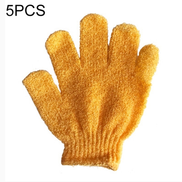 5 PCS Shower Bath Gloves Exfoliating Spa Massage Scrub Body Glove(Orange)