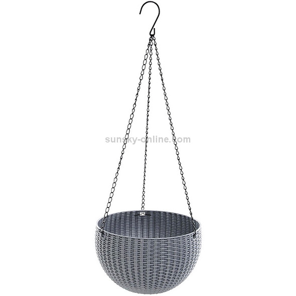 Rattan-like Hanging Basket Plastic Garden Flower Pot Creative Green Dill Absorbent Hanging Basin, Size:M(Gray Ordinary Version)