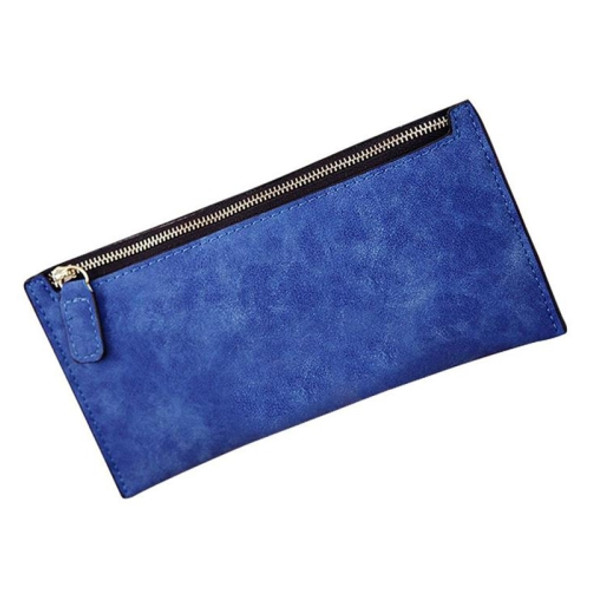 Ladies Long Wallet Simple Style Coin Purse Leather Thin Wallets(Blue)