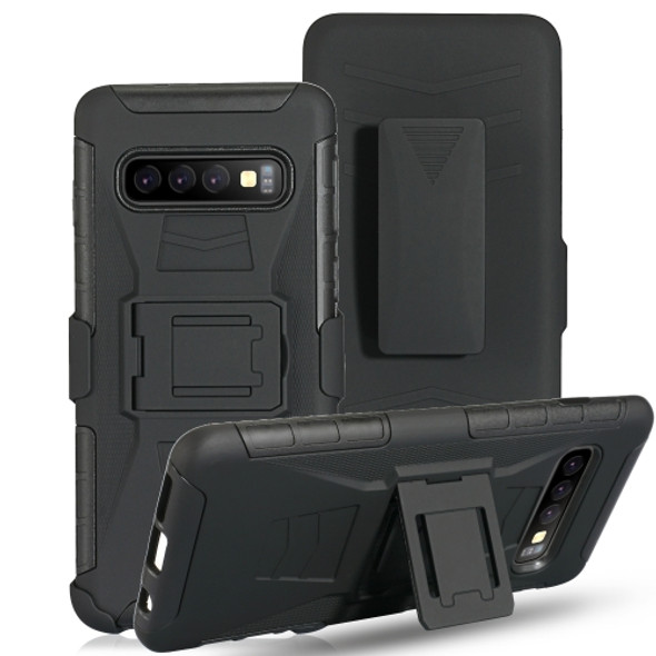 For Galaxy S10e PC + Silicone Back Clip Sliding Sleeve Protective Case(Black)