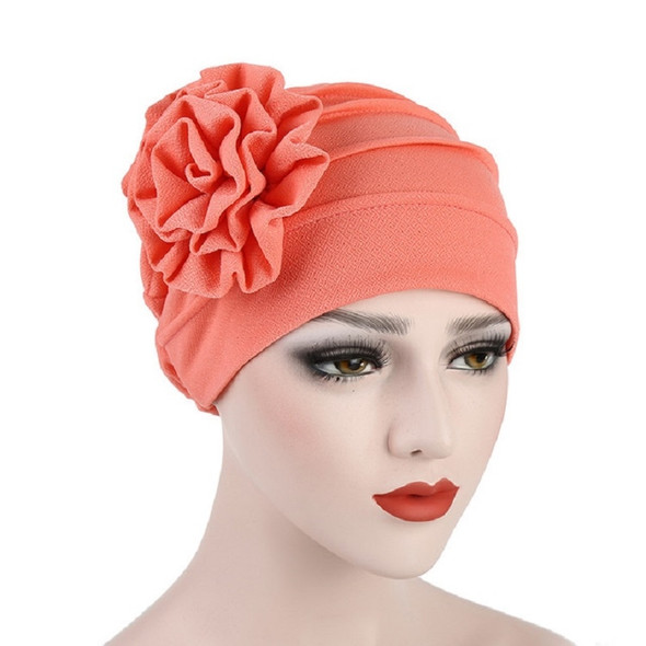 Solid Color Side Flower Turban Hat Women Confinement Hat, Size:Adjustable(Watermelon Red)