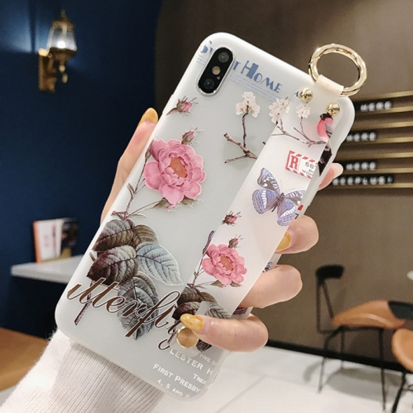 Flowers Pattern Wrist Strap Soft TPU Protective Case For Huawei Mate 20(Flowers Wrist strap model B)