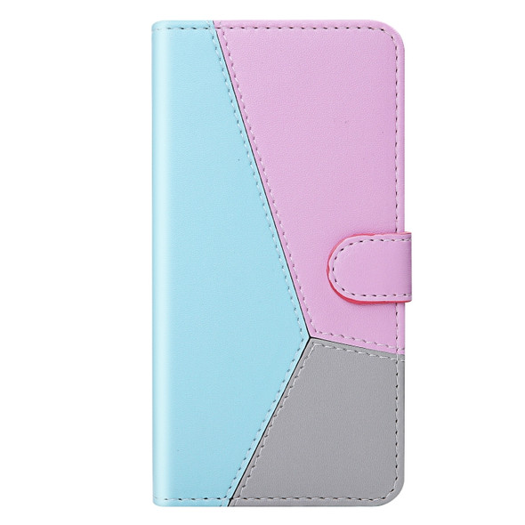 For Galaxy S10+ Tricolor Stitching Horizontal Flip TPU + PU Leather Case with Holder & Card Slots & Wallet(Blue)