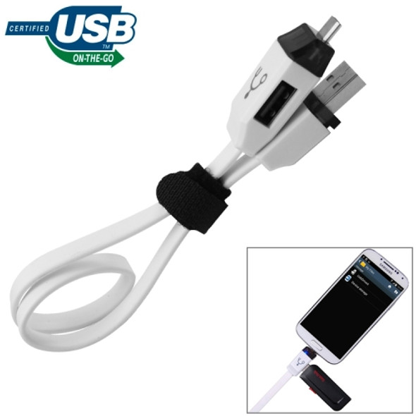 OTG-Y-01 USB 2.0 Male to Micro USB Male + USB Female OTG Charging Data Cable for Android Phones / Tablets with OTG Function, Length: 30cm(White)