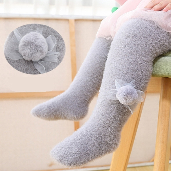 Baby Leggings Imitation Mink Fleece Plus Fleece Tight Pantyhose, Size:M(Grey)