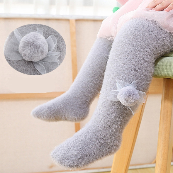 Baby Leggings Imitation Mink Fleece Plus Fleece Tight Pantyhose, Size:M(Grey)