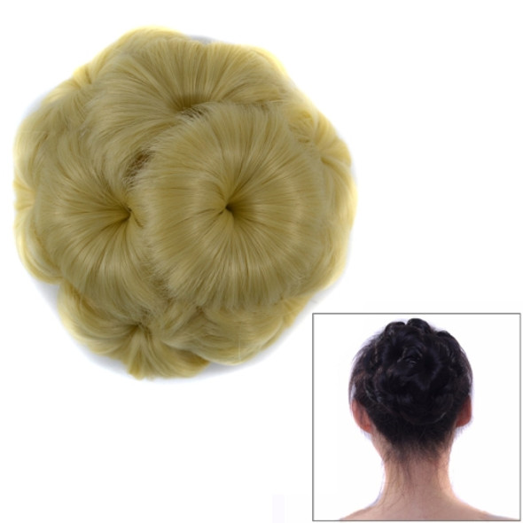 Wig Ball Head Flower Hairpin Hair Bag Wig Headband for Bride(Beige)