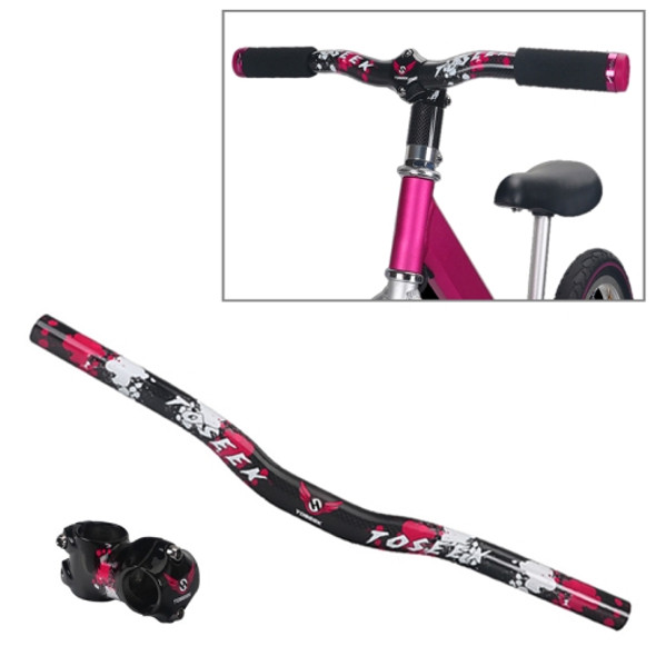 TOSEEK Carbon Fiber Children Balance Bike Bent Handlebar, Size: 400mm (Pink)