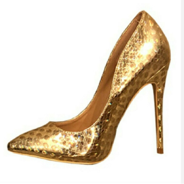 Sexy Gold Women Pumps Pointed Toe Stilettos High Heels Shoes, Size:38(8cm)